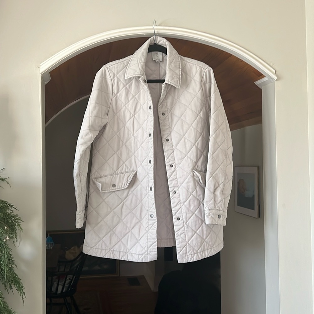 Joie taupe quilted mid length jacket